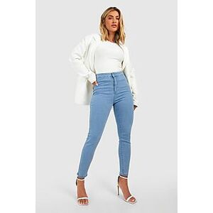 High Waisted Super Stretch Disco Skinny Jeans  light blue 34 Female