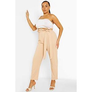 Plus Paper Bag Belted Tapered Trousers  nude 46 Female