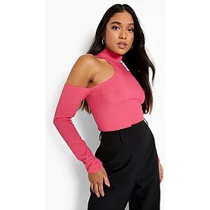 Petite Cut Out Rib Thumbhole Top  raspberry 34 Female