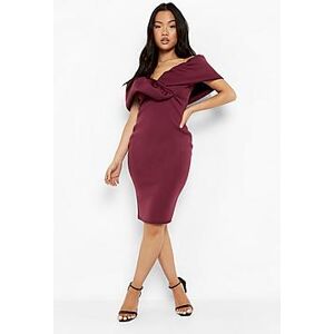 Petite Ruffle Bardot Midi Dress  raspberry 34 Female