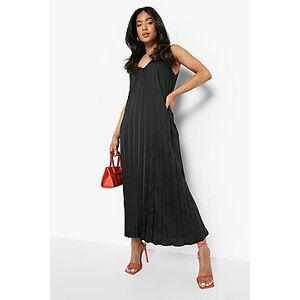 Petite Satin Pleated Cami Midi Dress  black 32 Female