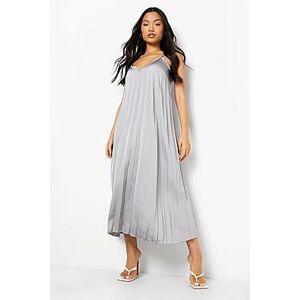 Petite Satin Pleated Cami Midi Dress  silver 32 Female