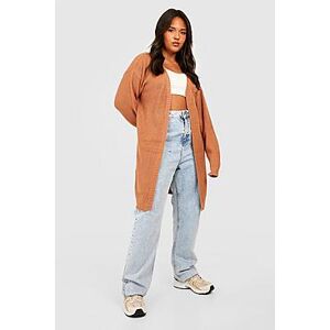 Plus Edge To Edge Waffle Knit Cardigan  toffee 24-26 Female