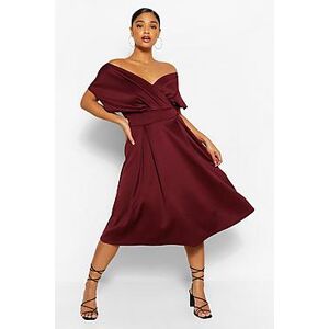 Plus Off The Shoulder Wrap Midi Dress  berry 52 Female