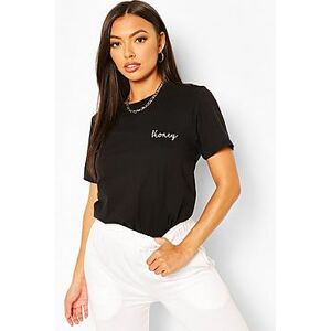 Petite 'Honey' Slogan T-Shirt  black S Female