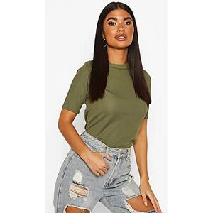 Petite Ribbed Basic T Shirt  khaki 32 Female