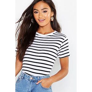 Petite Striped Boxy Fit T-Shirt  white 32 Female