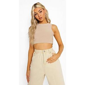 Tall Slinky Racer Neck Super Crop Top  taupe 38 Female