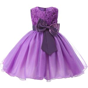 Northix Evening Dress with Bow and Flowers - Purple