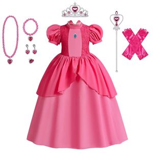 BayOne Prinsesse Peach Masquerade kjole + 7 ekstra tilbehør