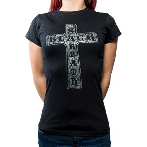 Black Sabbath Ladies Diamante T-Shirt: Cross (Large)