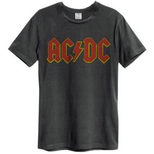 AC/DC: Logo Amplified Vintage Charcoal Large T Shirt