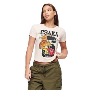 Superdry Osaka 6 Narrative 90s T-shirt Med Korte ærmer Beige XS Kvinde