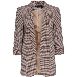 Pieces Boss 3/4 Trykt Blazer Brun XL Kvinde