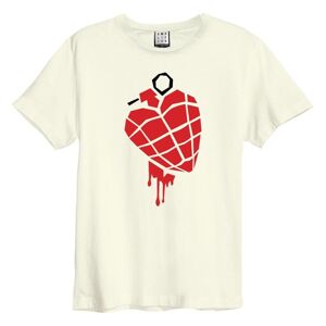 Amplified Unisex Adult American Idiot Heart Grenade Green Day Vintage T-Shirt