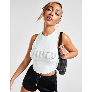 JUICY COUTURE Diamante Logo Lettuce Hem Tank Top, White