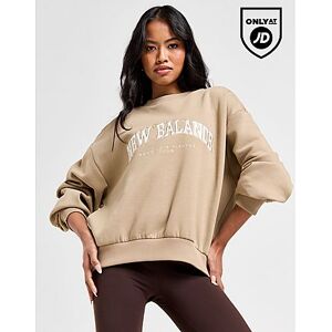 New Balance Logo Crew Sweatshirt Dame, Beige