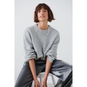 Gina Tricot - Crew neck knitted sweater - Striktrøjer- Grey - XL - Female  Female Grey