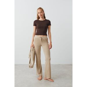 Gina Tricot - Velour trousers - Joggingbukser- Beige - XS - Female  Female Beige