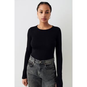 Gina Tricot - Soft touch crew neck top - Langærmede toppe- Black - XL - Female  Female Black