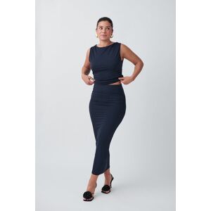 Gina Tricot - Soft touch ruched skirt - lange nederdele- Blue - S - Female  Female Blue