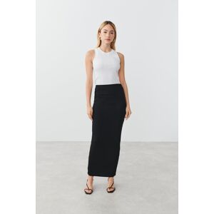 Gina Tricot - Soft touch ruched skirt - lange nederdele- Black - M - Female  Female Black