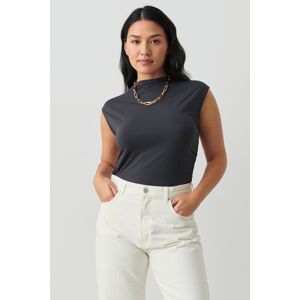 Gina Tricot - Soft touch funnel neck top - Toppe- Grey - XXS - Female  Female Grey