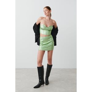 Gina Tricot - Metallic mini skirt - Denimnederdele- Green - M - Female  Female Green