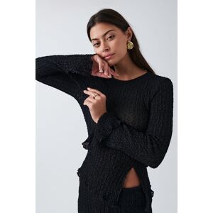 Gina Tricot - Lace asymmetric top - Langærmede toppe- Black - XL - Female  Female Black