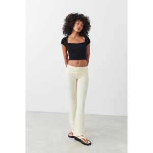 Gina Tricot - Soft touch folded trouser - flare bukser- White - M - Female  Female White