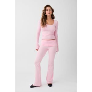 Gina Tricot - Soft touch folded trouser - yoga-pants- Pink - M - Female  Female Pink