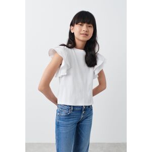Gina Tricot - Y double frill top - young-tops- White - 158/164 - Female  Female White