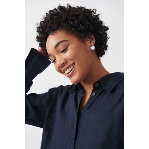 Gina Tricot - Linen shirt - hørskjorter- Black - XS - Female  Female Black
