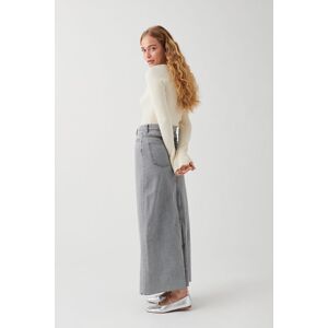 Gina Tricot - Double slit denim skirt - Denimnederdele- Grey - 34 - Female  Female Grey