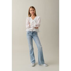 Gina Tricot - Chunky low flare jeans - young-low-waist- Blue - 158 - Female  Female Blue