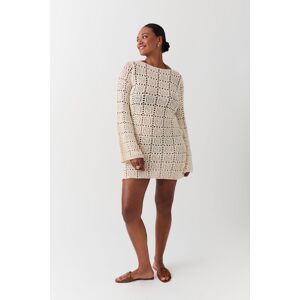 Gina Tricot - Open work knitted dress - strikkjoler- White - XS - Female  Female White
