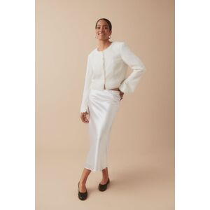 Gina Tricot - Midi skirt - satin nederdele- White - XL - Female  Female White