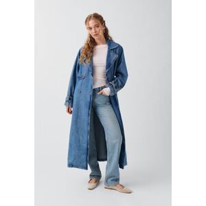 Gina Tricot - Denim long trench coat - trenchcoats- Blue - L/XL - Female  Female Blue