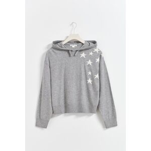 Gina Tricot - Y star knitted hoodie - young-tops- Grey - 170 - Female  Female Grey