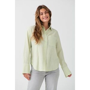 Gina Tricot - Slub shirt - Skjorter- Green - XS - Female  Female Green