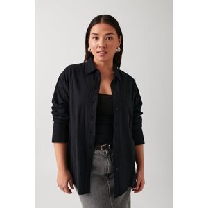 Gina Tricot - Slub shirt - Skjorter- Black - XS - Female  Female Black