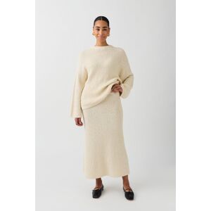 Gina Tricot - Knitted maxi skirt - strikkede nederdele- White - L - Female  Female White