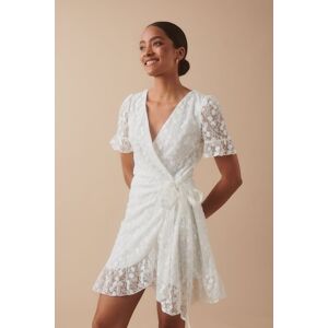 Gina Tricot - Lace wrap mini dress - korte kjoler- White - M - Female  Female White