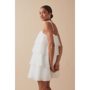 Gina Tricot - Organza frill mini dress - korte kjoler- White - 36 - Female  Female White