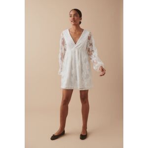 Gina Tricot - Floral loose fit mini dress - midi kjoler- White - M - Female  Female White