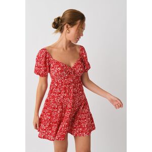 Gina Tricot - Puff sleeve mini dress - puff-sleeves- Red - M - Female  Female Red