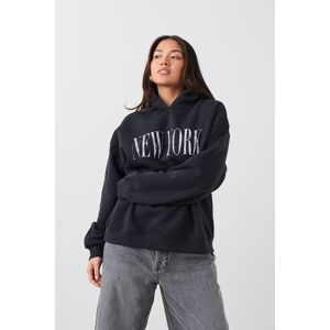 Gina Tricot - Printed hoodie - Collegetrøjer- Black - XS - Female  Female Black
