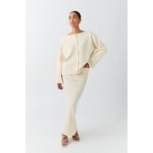 Gina Tricot - Knitted folded down skirt - strikkede nederdele- Beige - L - Female  Female Beige