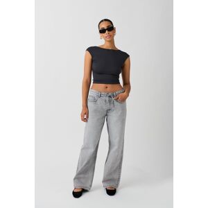 Gina Tricot - Tie waist baggy jeans - mid waist jeans- Grey - 38 - Female  Female Grey