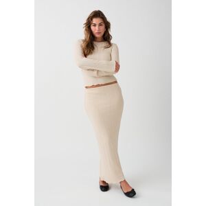 Gina Tricot - Rib skirt - strikkede nederdele- Beige - S - Female  Female Beige